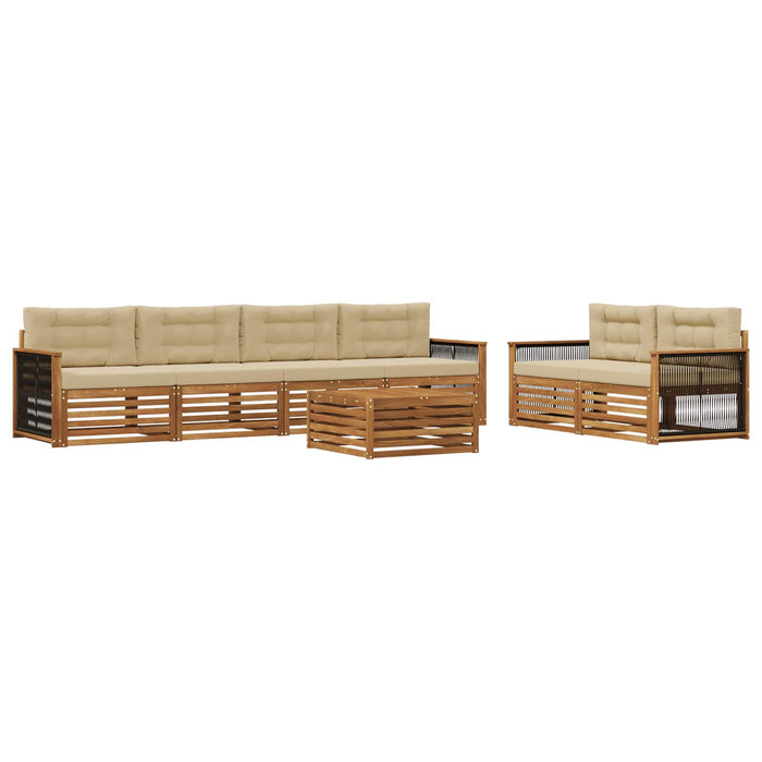 Set de canapele de exterior cu pernă 7 pcs Natural și Bej WALTI