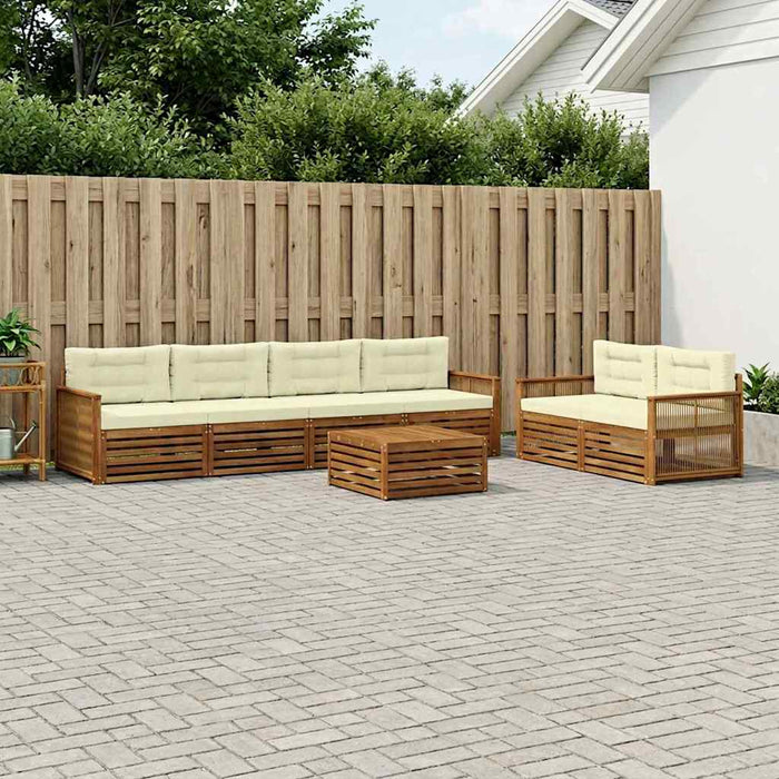 Set de canapele de exterior cu pernă 7 pcs Natural și Crem WALTI