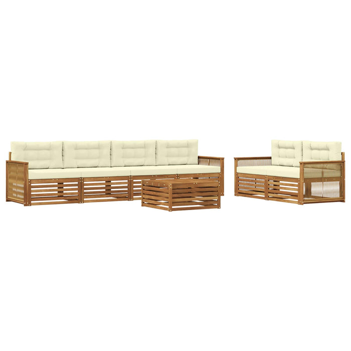 Set de canapele de exterior cu pernă 7 pcs Natural și Crem WALTI