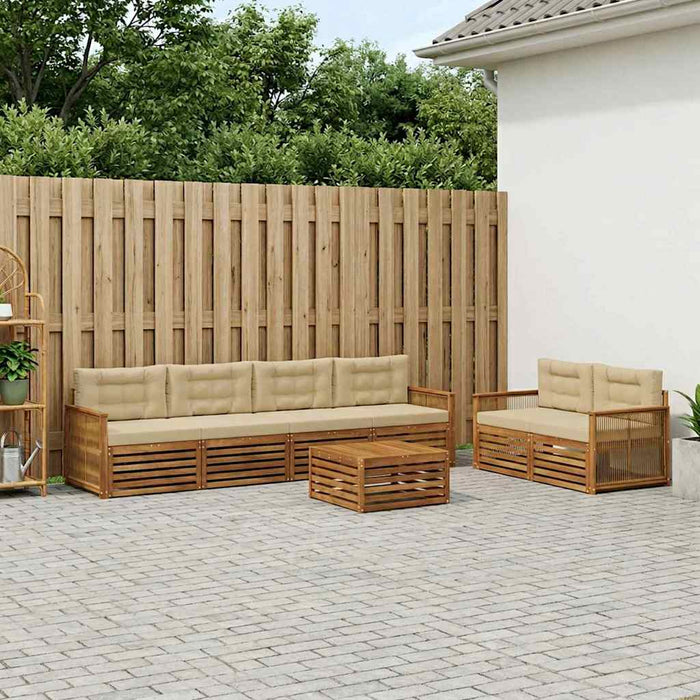 Set de canapele de exterior cu pernă 7 pcs Natural și Bej WALTI