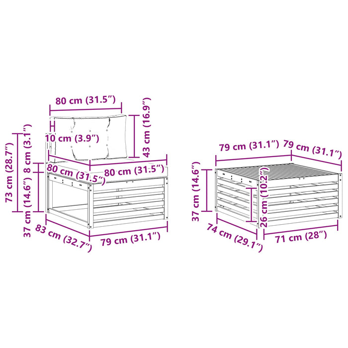 Set de canapele de exterior cu pernă 7 pcs Natural și Bej WALTI