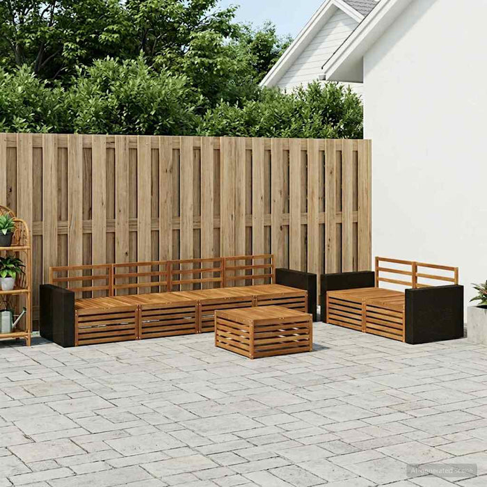 Set de canapele de exterior 7 pcs natural Lemn Solid de Acacia WALTI