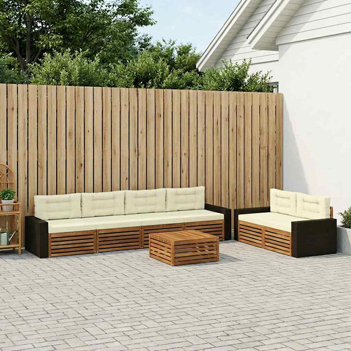 Set de canapele de exterior 7 pcs Natural și Crem Poliester WALTI