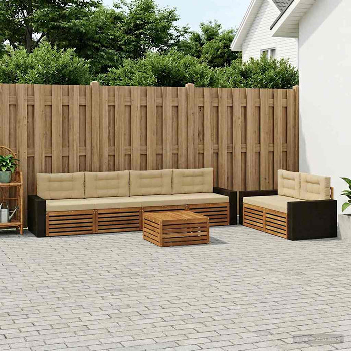 Set de canapele de exterior 7 pcs Natural și Bej Poliester WALTI