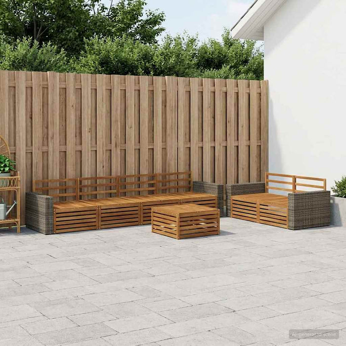 Set de canapele de exterior 7 pcs natural Lemn Solid de Acacia WALTI