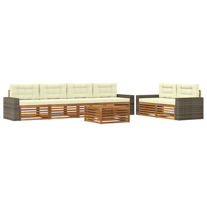 Set de canapele de exterior 7 pcs Natural și Crem Poliester WALTI