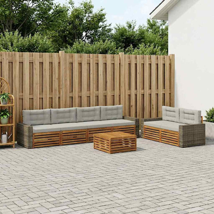 Set de canapele de exterior 7 pcs Natural și gri deschis WALTI