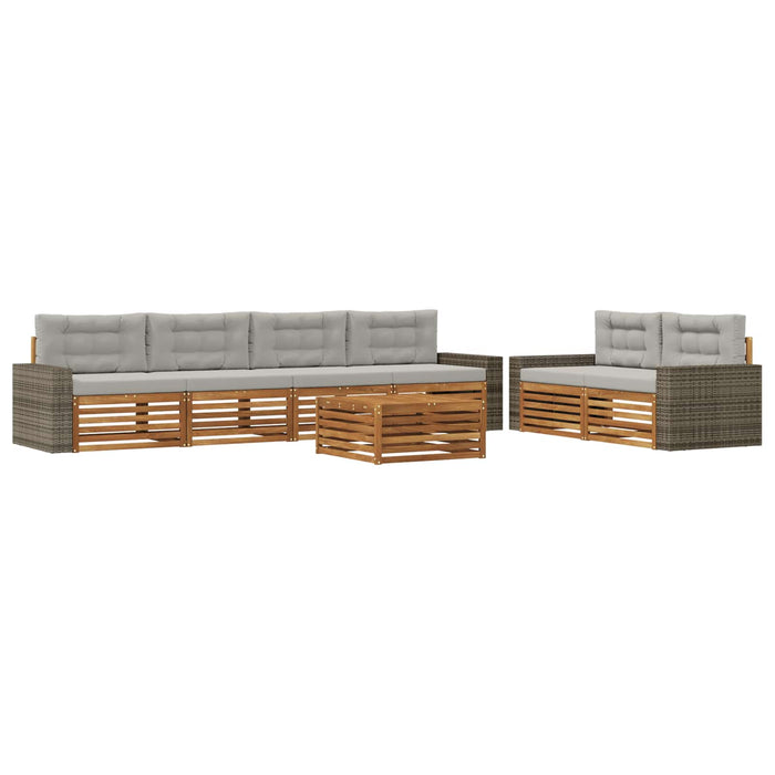 Set de canapele de exterior 7 pcs Natural și gri deschis WALTI