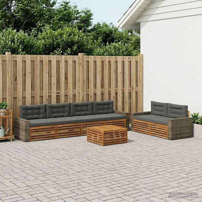 Set de canapele de exterior 7 pcs Natural și Antracit Poliester WALTI