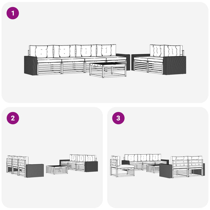Set de canapele de exterior 7 pcs Natural și Antracit Poliester WALTI
