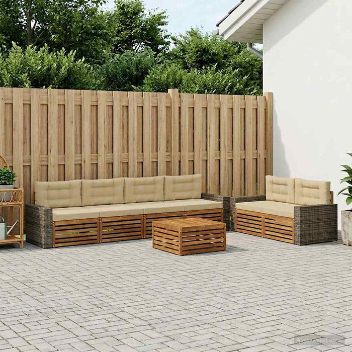 Set de canapele de exterior 7 pcs Natural și Bej Poliester WALTI