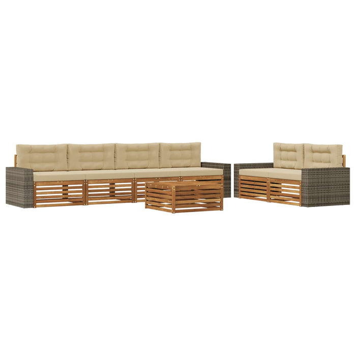 Set de canapele de exterior 7 pcs Natural și Bej Poliester WALTI
