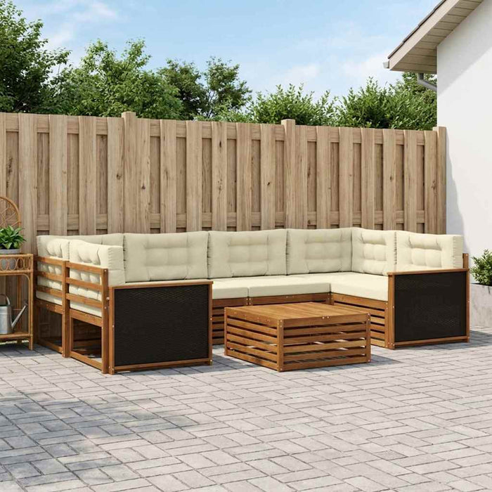 Set de canapele de exterior 7 pcs Natural și Crem Poliester WALTI