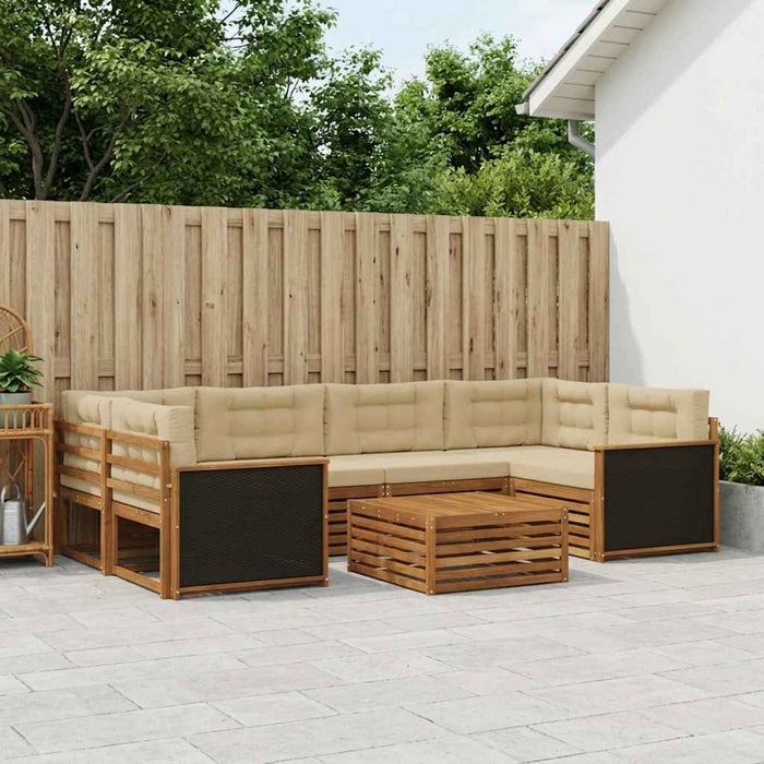 Set de canapele de exterior 7 pcs Natural și Bej Poliester WALTI