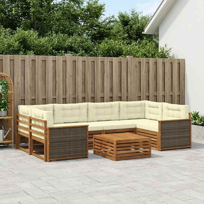 Set de canapele de exterior cu pernă 7 pcs Natural și Crem WALTI