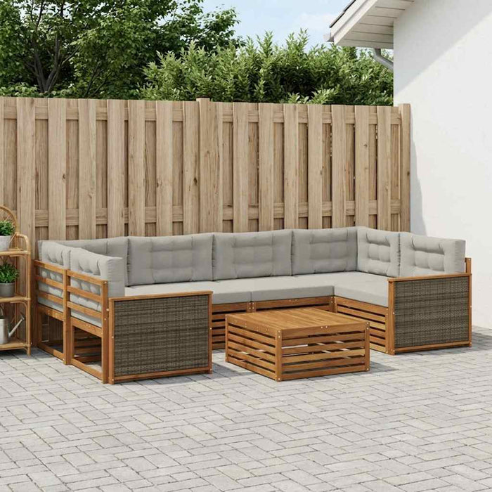 Set de canapele de exterior 7 pcs Natural și gri deschis WALTI