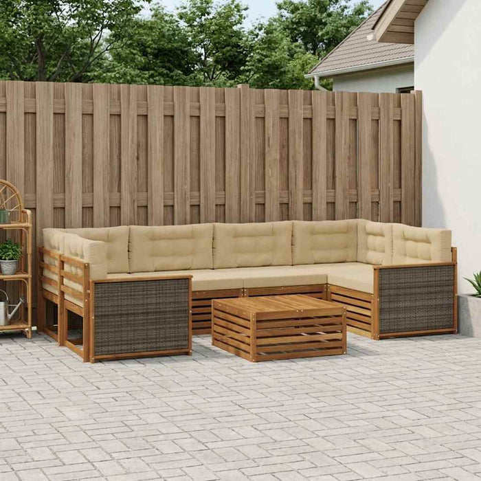 Set de canapele de exterior cu pernă 7 pcs Natural și Bej WALTI
