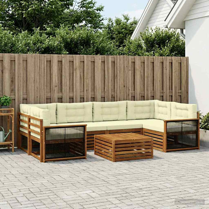 Set de canapele de exterior cu pernă 7 pcs Natural și Crem - WALTI WALTI