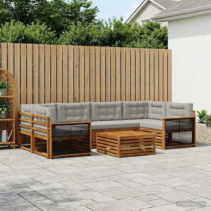 Set de canapele de exterior 7 pcs Natural și gri deschis WALTI