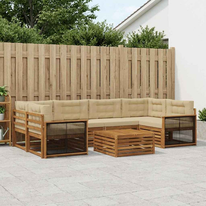 Set de canapele de exterior cu pernă 7 pcs Natural și Bej WALTI