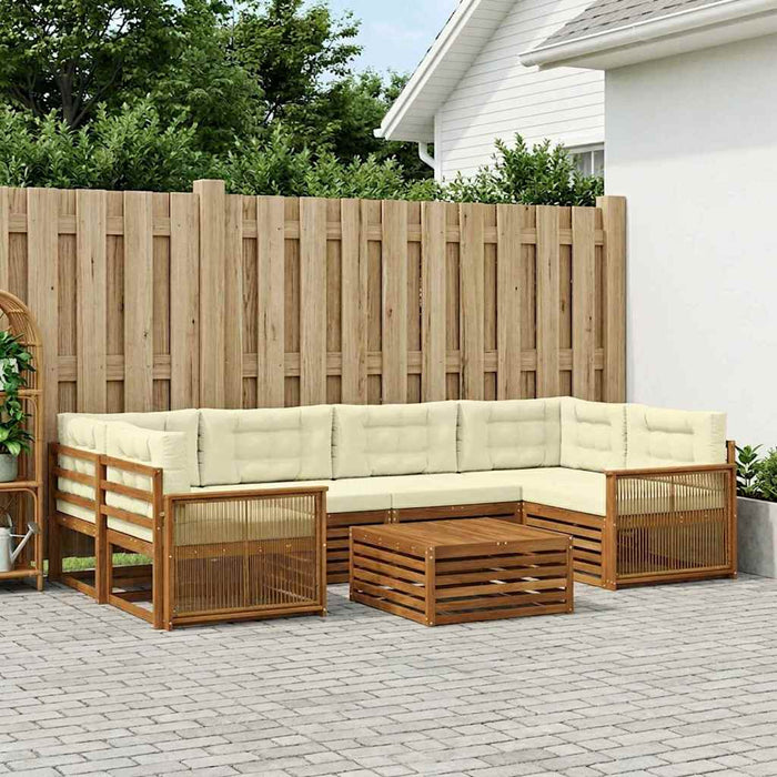 Set de canapele de exterior cu pernă 7 pcs Natural și Crem WALTI