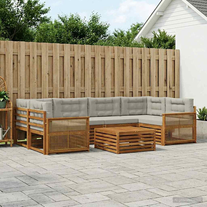 Set de canapele de exterior 7 pcs Natural și gri deschis WALTI