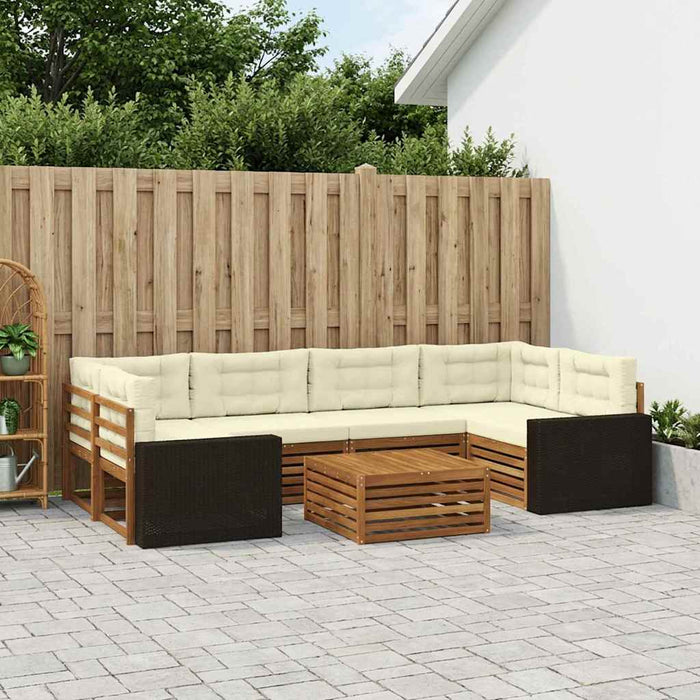 Set de canapele de exterior 7 pcs Natural și Crem Poliester WALTI