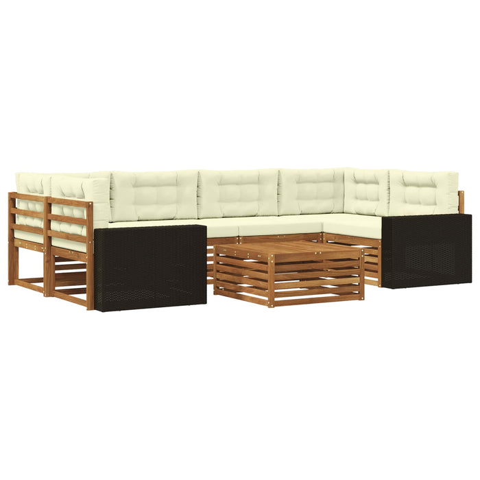 Set de canapele de exterior 7 pcs Natural și Crem Poliester WALTI