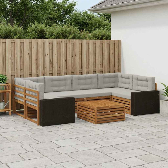 Set de canapele de exterior 7 pcs Natural și gri deschis WALTI