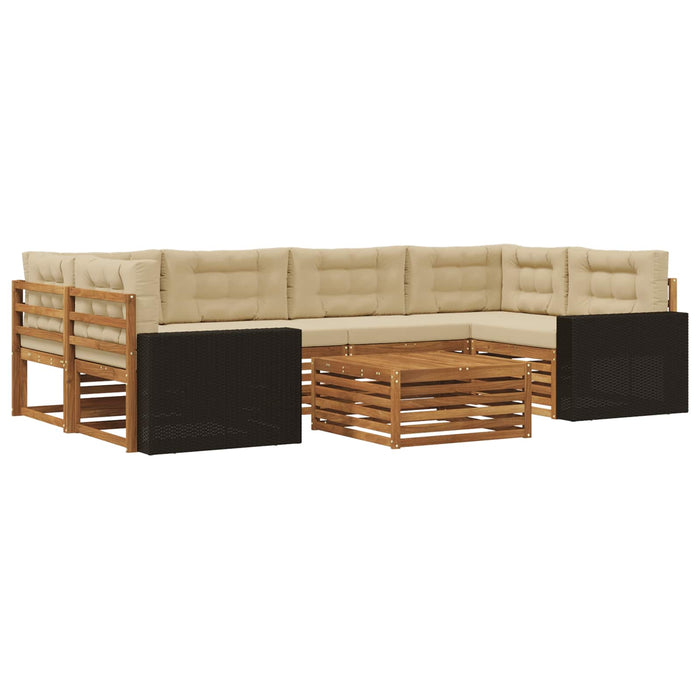 Set de canapele de exterior 7 pcs Natural și Bej Poliester WALTI
