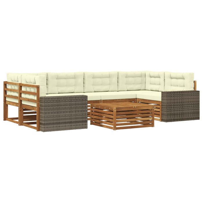 Set de canapele de exterior 7 pcs Natural și Crem Poliester WALTI