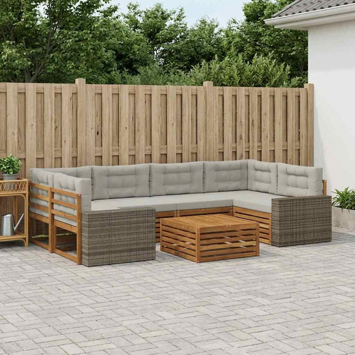 Set de canapele de exterior 7 pcs Natural și gri deschis WALTI