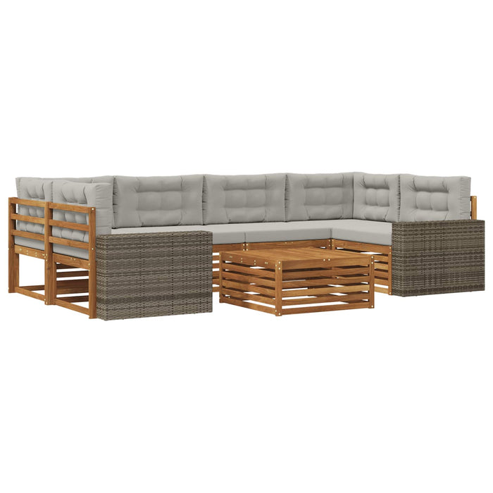 Set de canapele de exterior 7 pcs Natural și gri deschis WALTI