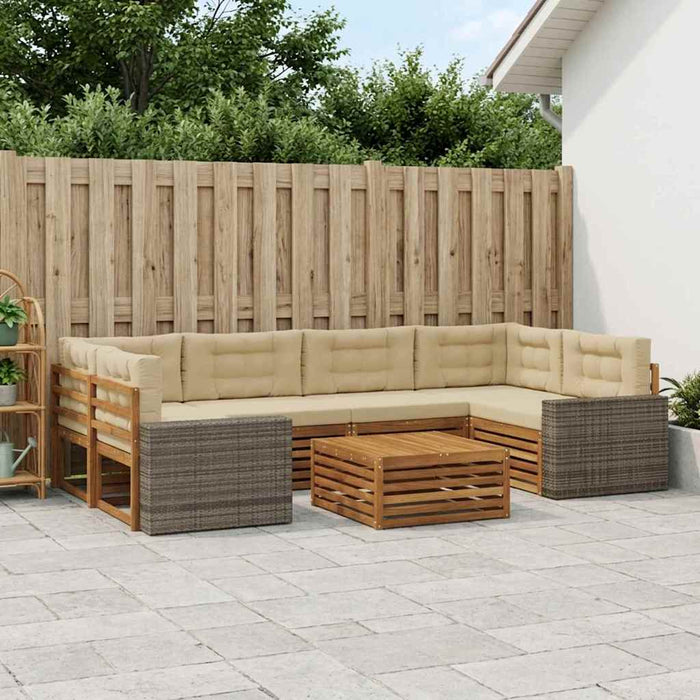 Set de canapele de exterior 7 pcs Natural și Bej Poliester WALTI