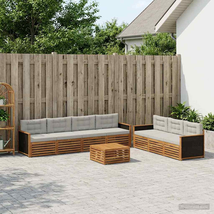 Set de canapele de exterior 8 pcs Natural și gri deschis WALTI