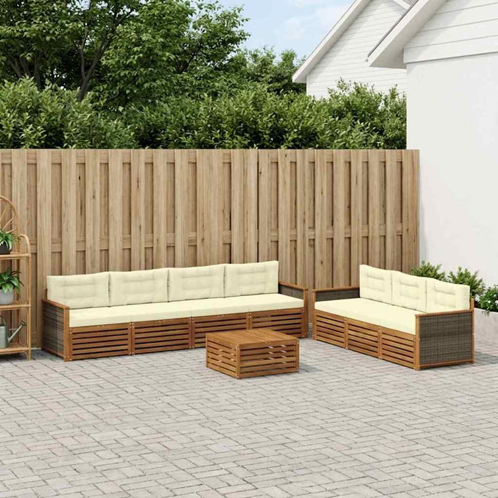 Set de canapele de exterior cu pernă 8 pcs Natural și Crem WALTI