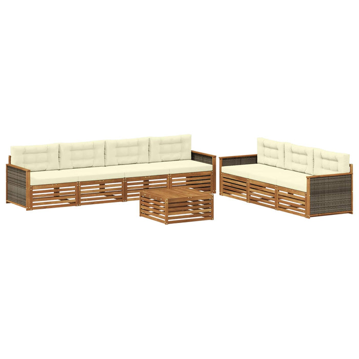 Set de canapele de exterior cu pernă 8 pcs Natural și Crem WALTI