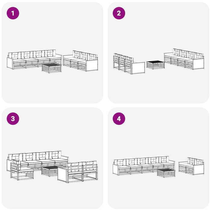 Set de canapele de exterior cu pernă 8 pcs Natural și Crem WALTI