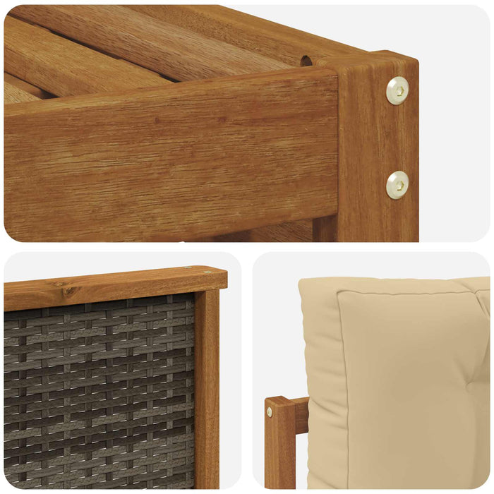 Set de canapele de exterior cu pernă 8 pcs Natural și Bej WALTI