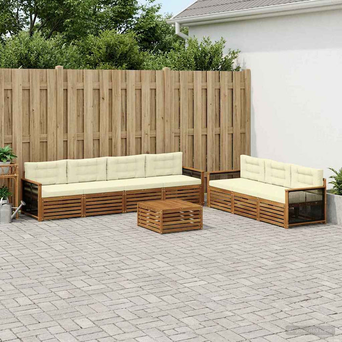 Set de canapele de exterior cu pernă 8 pcs Natural și Crem WALTI