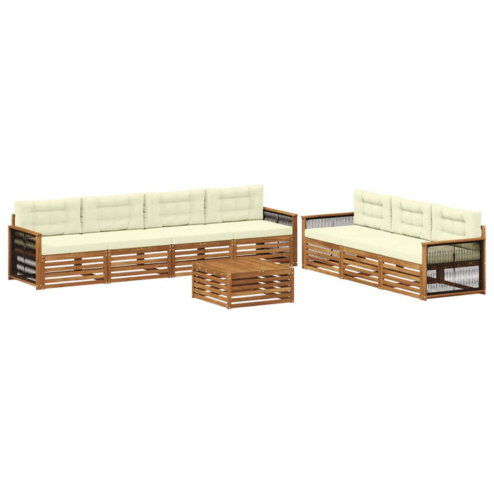 Set de canapele de exterior cu pernă 8 pcs Natural și Crem WALTI