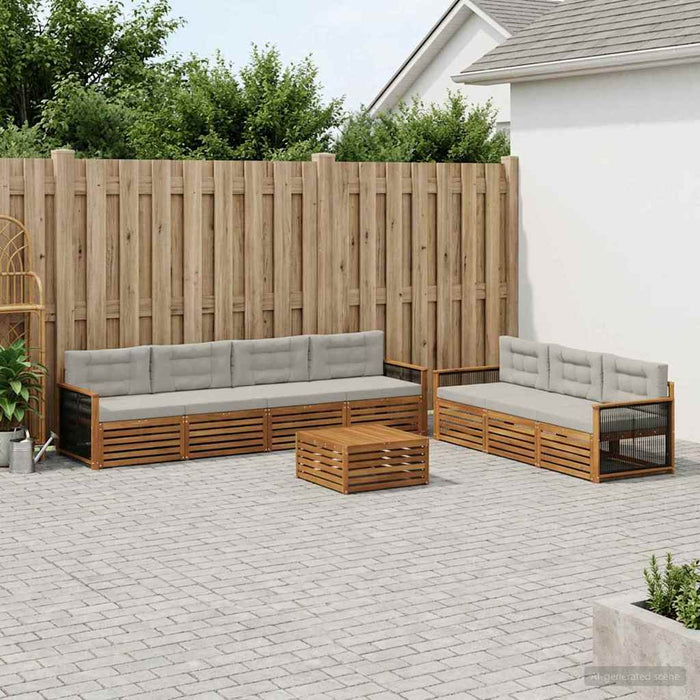 Set de canapele de exterior 8 pcs Natural și gri deschis WALTI