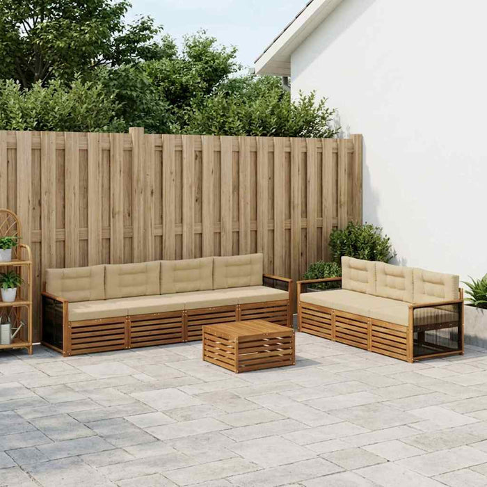 Set de canapele de exterior cu pernă 8 pcs Natural și Bej WALTI