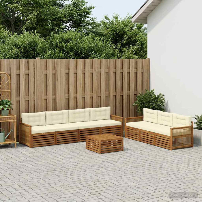 Set de canapele de exterior cu pernă 8 pcs Natural și Crem WALTI