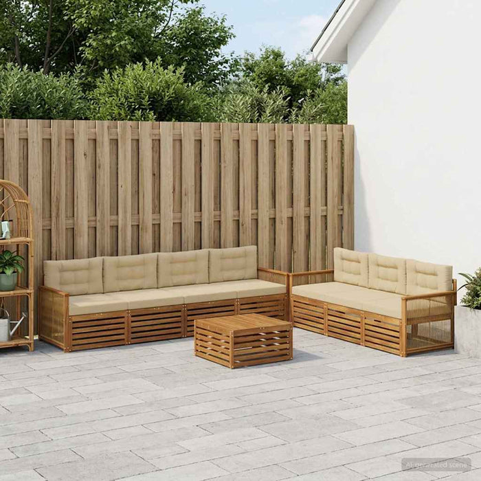 Set de canapele de exterior cu pernă 8 pcs Natural și Bej WALTI