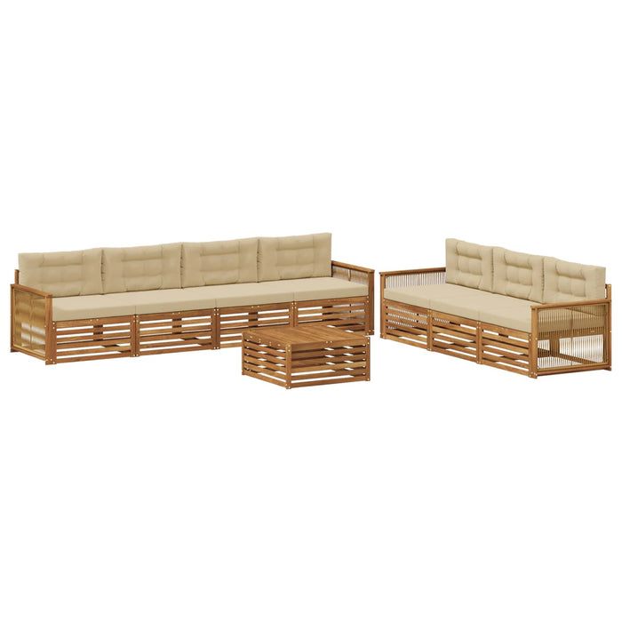 Set de canapele de exterior cu pernă 8 pcs Natural și Bej WALTI