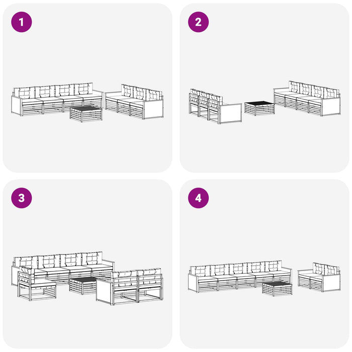 Set de canapele de exterior cu pernă 8 pcs Natural și Bej WALTI