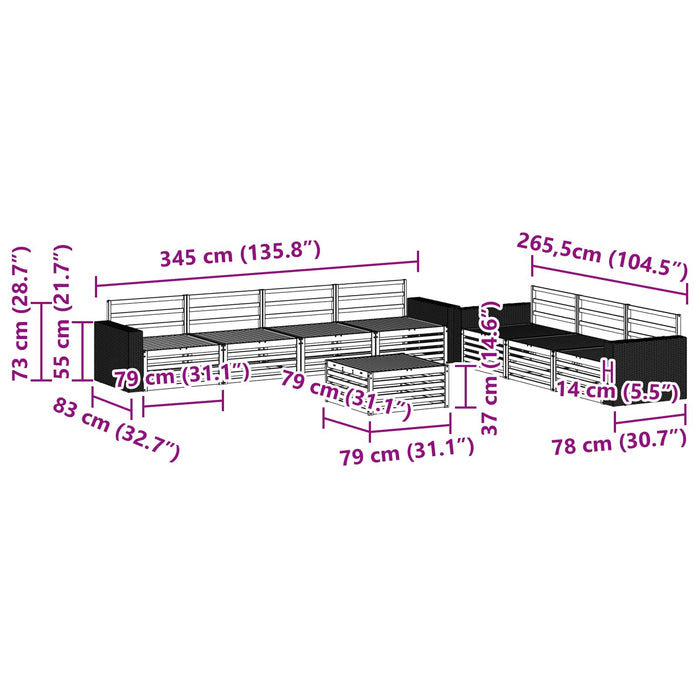 Set de canapele de exterior 8 pcs natural 79 x 79 x 37 cm WALTI