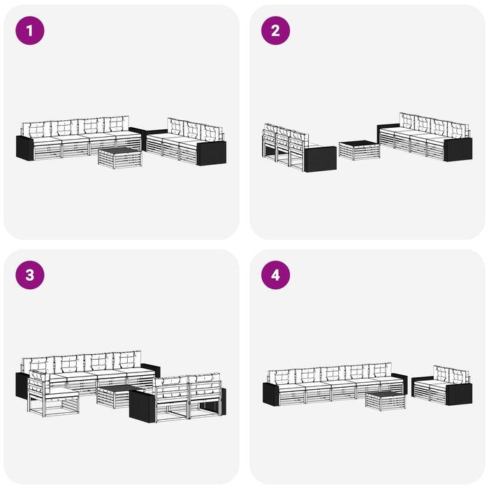 Set de canapele de exterior 8 pcs Natural și gri deschis WALTI