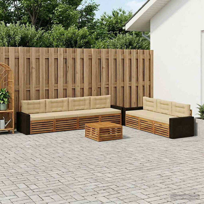 Set de canapele de exterior 8 pcs Natural și Bej WALTI